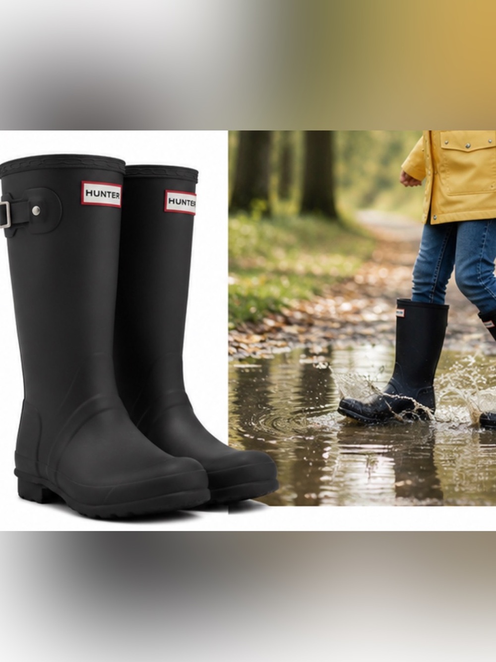 Hunter Kids Original Matte Rain Boots Black Size 2 Waterproof NEW